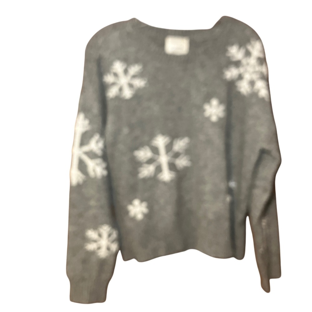 No Comment Snowflake Sweater Women's XL Gray Holiday Winter Knit